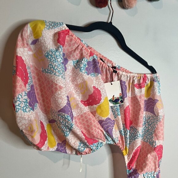 NWT America & Beyond Cotton Candy One Shoulder Dress - Picture 3 of 6